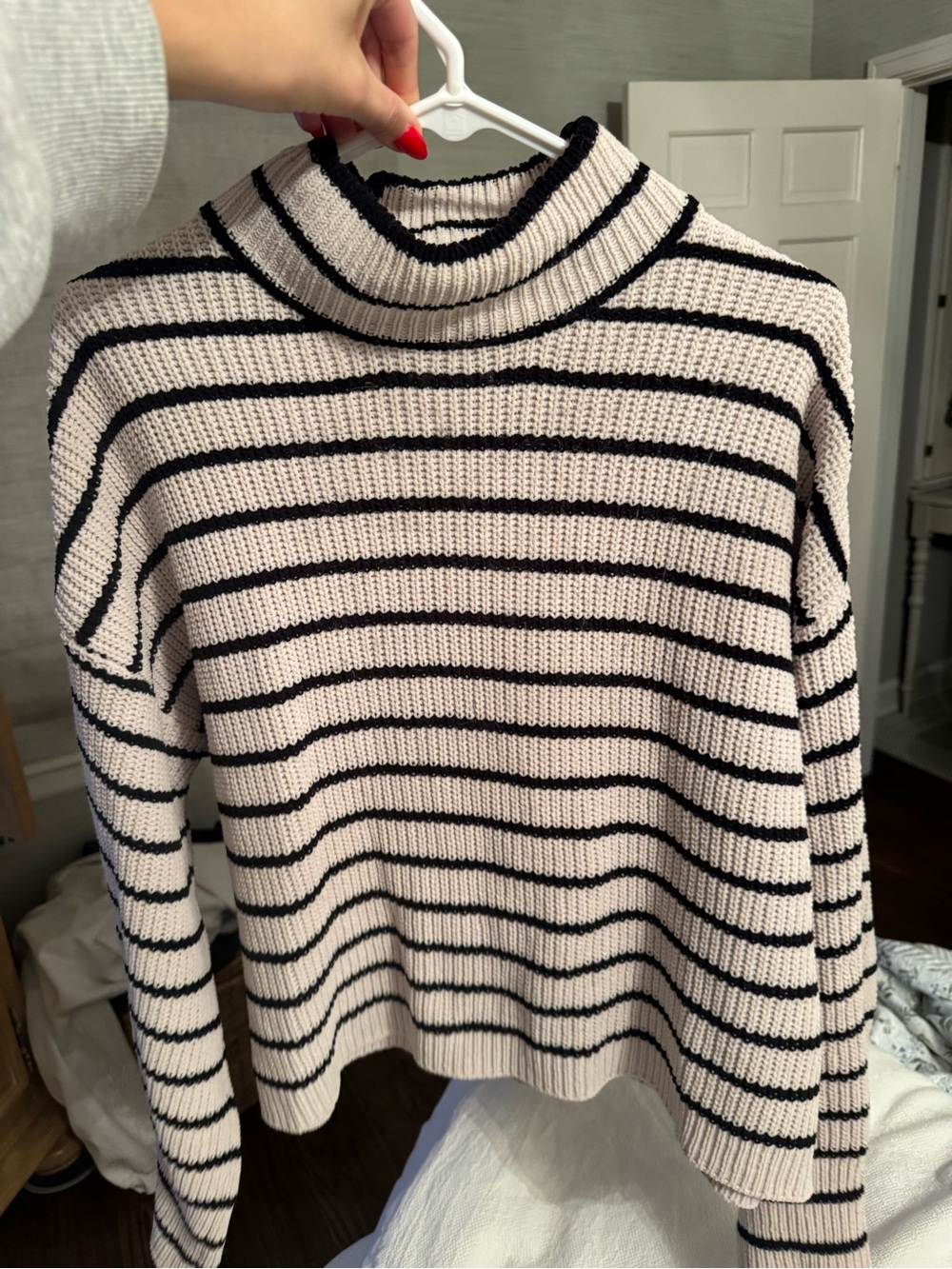 Sanctuary Cream & Black Striped Turtleneck Sweater
